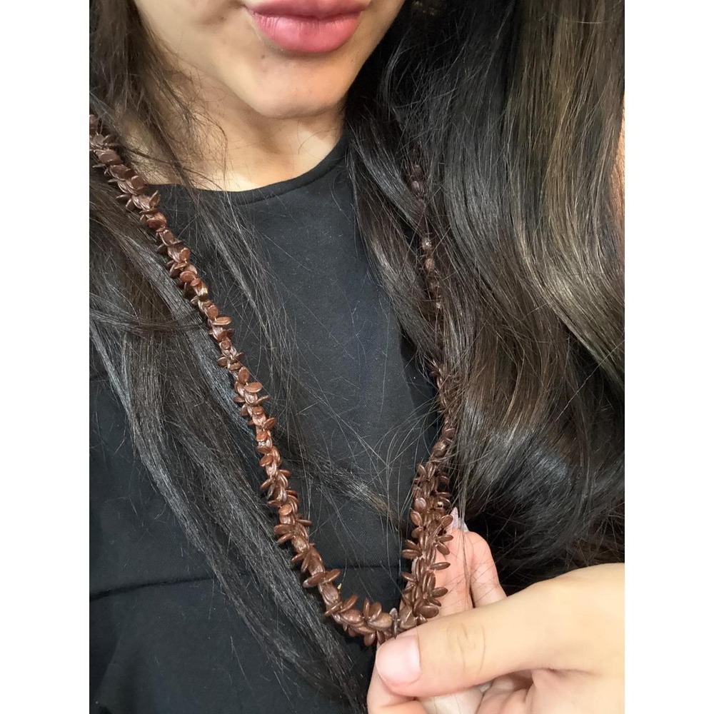 2-Seed Lei Necklace Womens OS Brown Excellent Hawaiian Wiliwili Triple